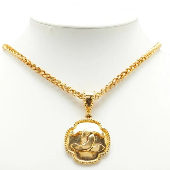CHANEL CC Logos Vintage Pendant Chain Necklace 21" Gold Tone 96A Auth w/Box #530 - Picture 3 of 8